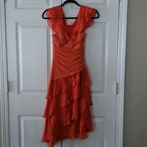 BCBGMAXAZRIA 2 tone orange tangerine tiered dress Sz XS